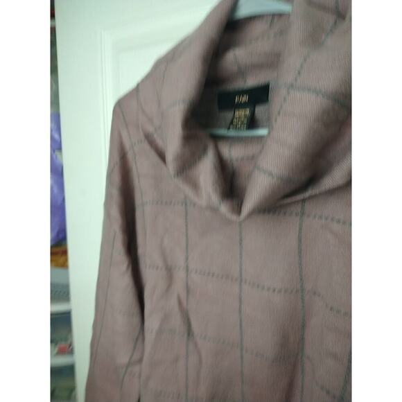 Rain Woman's M Sweater Purple Grey Windowpane Cowl Neck Soft Long Sleeves - Picture 5 of 8